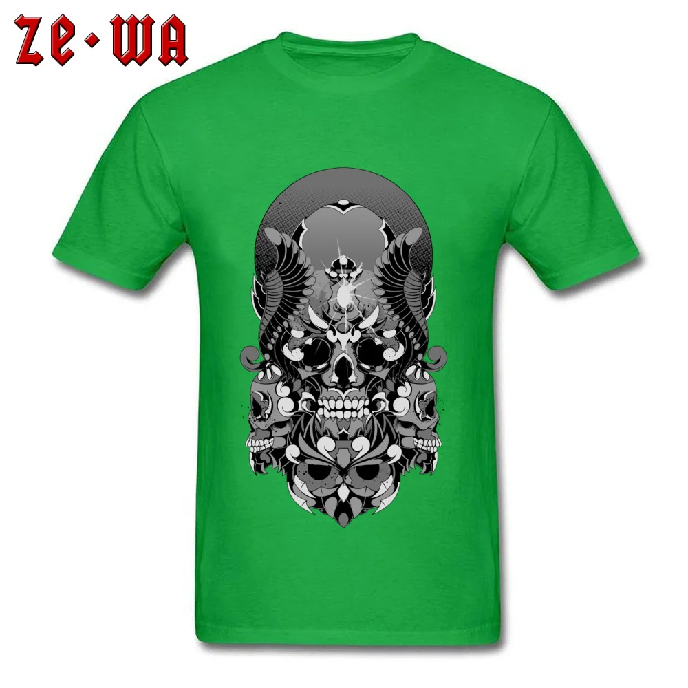 Geek Skull Owl Statue Man Top T-shirts Funny Mother Day Short Sleeve Crew Neck 100% Cotton Tops Tees Design Tops T Shirt Skull Owl Statue green