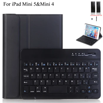 

For iPad Mini 5 2019 Wireless Bluetooth Keyboard Case For iPad Mini 5& Mini 4 Ultra Thin Flip Leather Stand Cover+Stylus