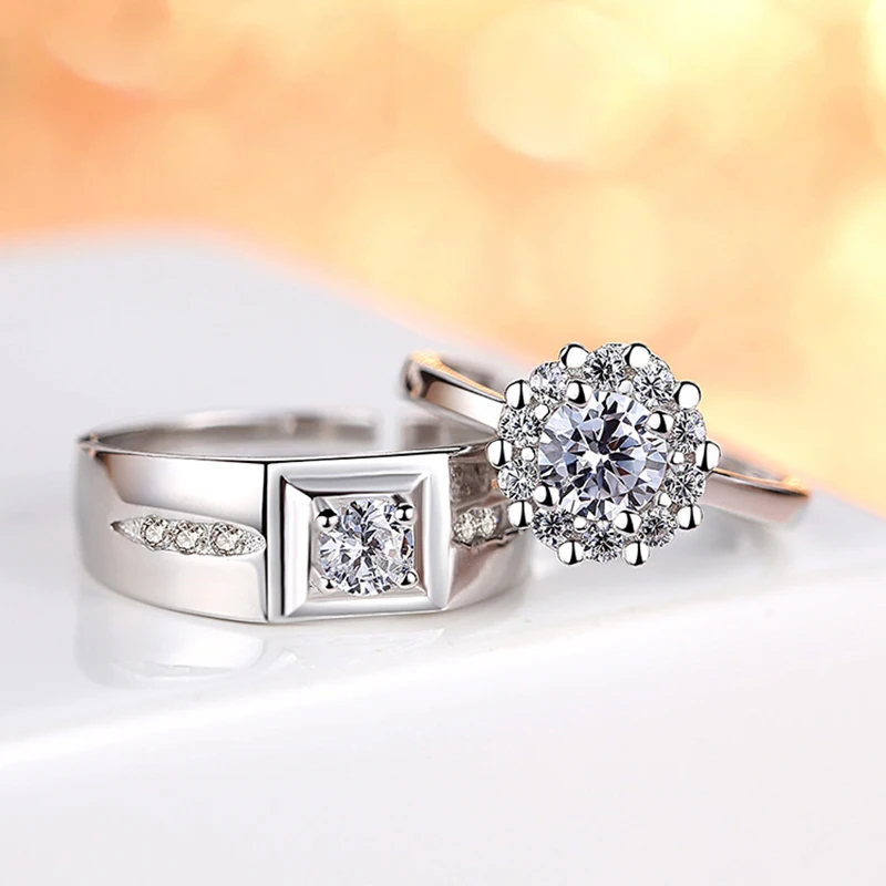 SHANICE 925 sterling silver Wedding Open Ring For Couples Cubic Zirconia Cz Lovers Rings Set Men Women Engagement Wedding Rings