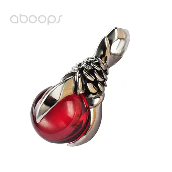 

Punk 925 Sterling Silver Dragon Claw Necklace Pendant with Red Ball for Men Free Shipping