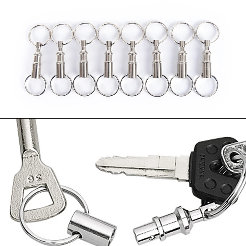 

Steel Chrome Plated Pull-Apart Key Rings Detachable Key Ring Snap Lock Holder Removable Keyring Quick Release Keychain 3/5pcs