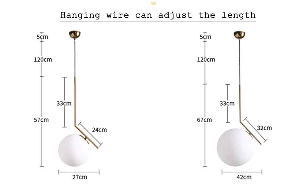 220 В 110 в современный скандинавский дизайн стеклянный шар золотой подвесной светильник для гостиной Лофт Декор кухня столовая спальня