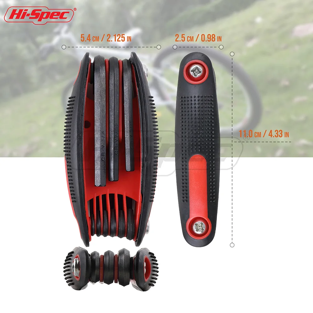 Hi-Spec 9 en 1 plegable llave hexagonal métrica establecida Torx llave hexagonal Set CR-V acero Allen llave inglesa conjunto Llave Allen WR001