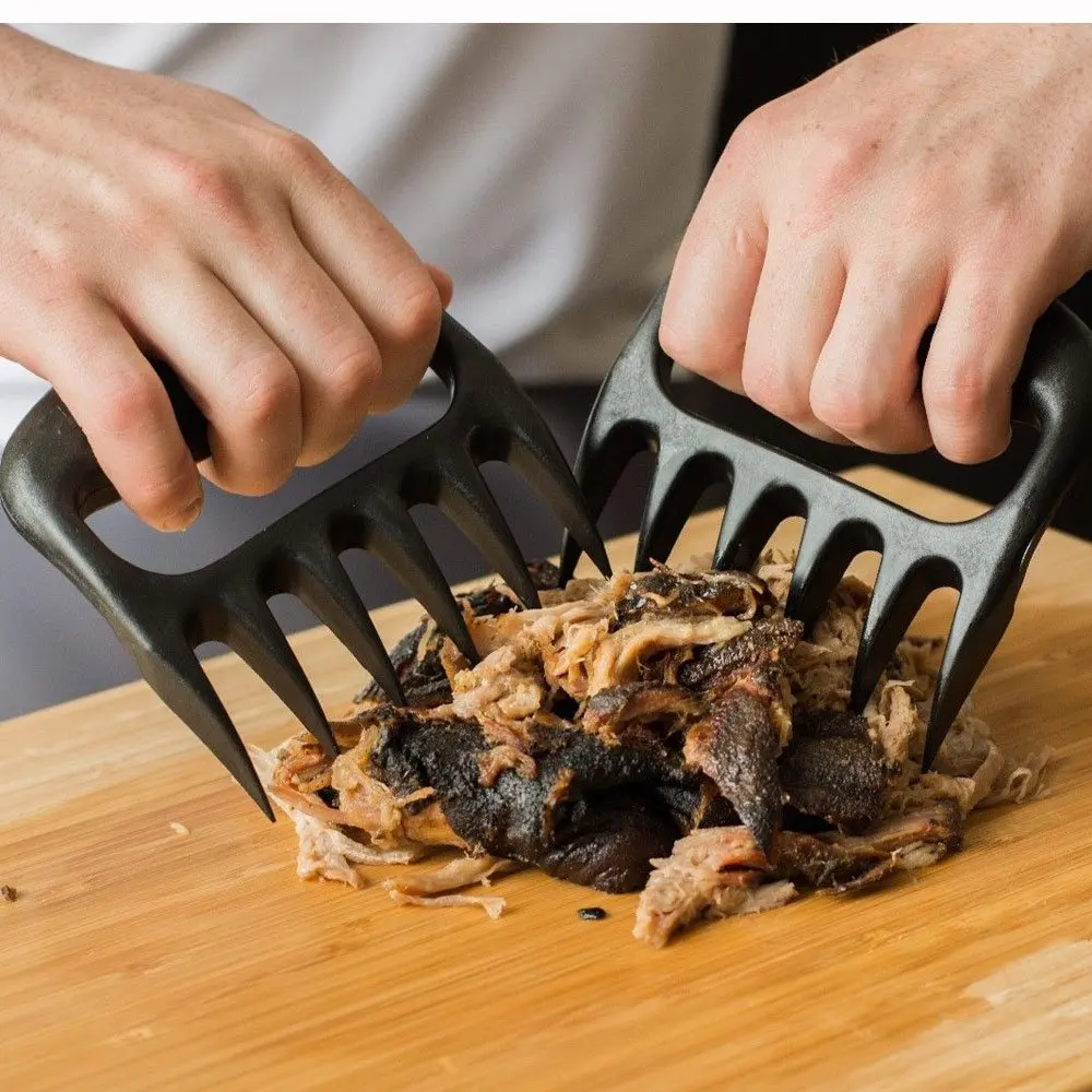 

1Pair Black Grizzly Bear Paws Claws Meat Handler Fork Tongs Lift Shred Pork BBQ Barbecue Tool Kitchen Dining Bar Party Supplies