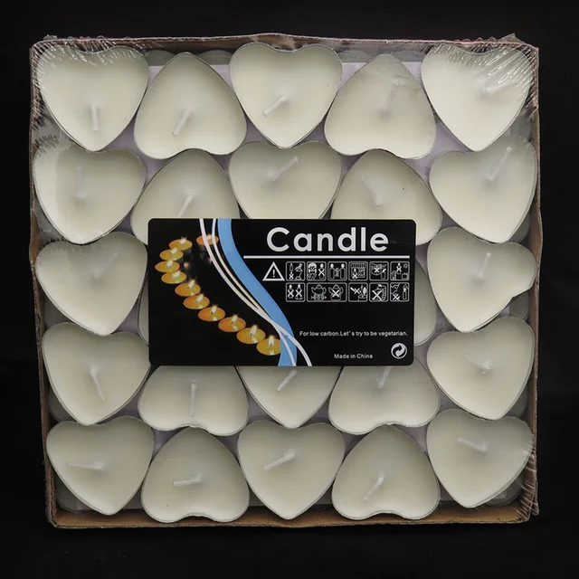 50 Pcs Romantic Smokeless Candles Circle Heart shaped Tealight