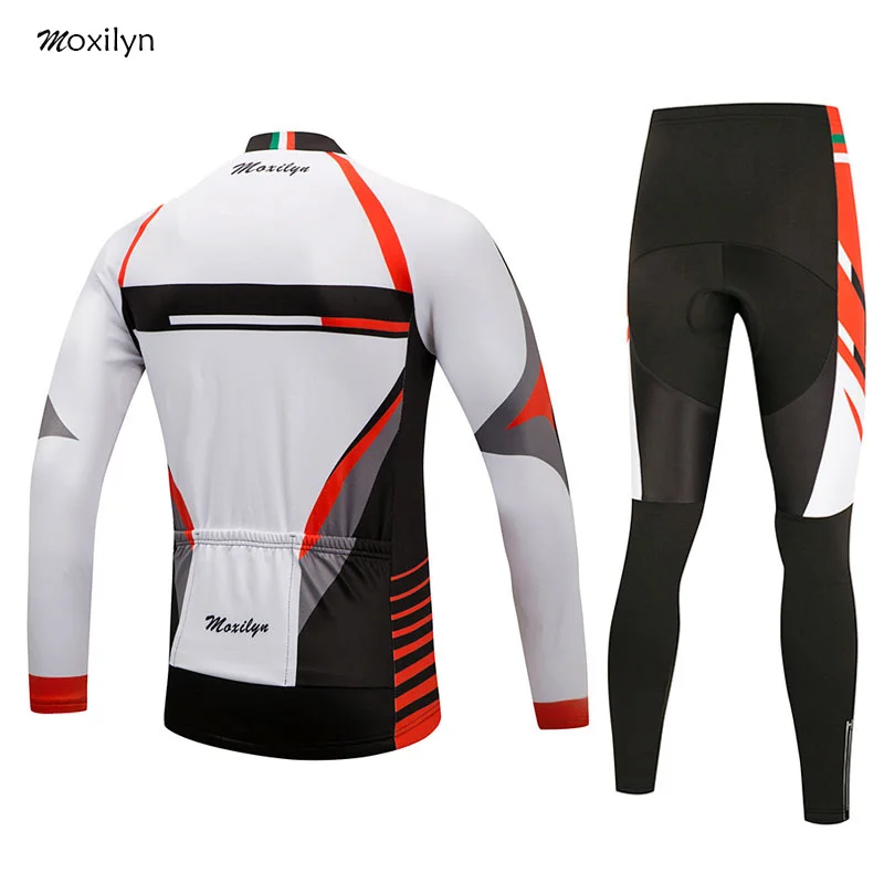Moxilyn, Мужская велосипедная Джерси, набор, Зимняя Теплая Флисовая одежда с длинным рукавом для велоспорта, Топ 9D, Мягкие штаны, ветронепроницаемые, дышащие, теплые