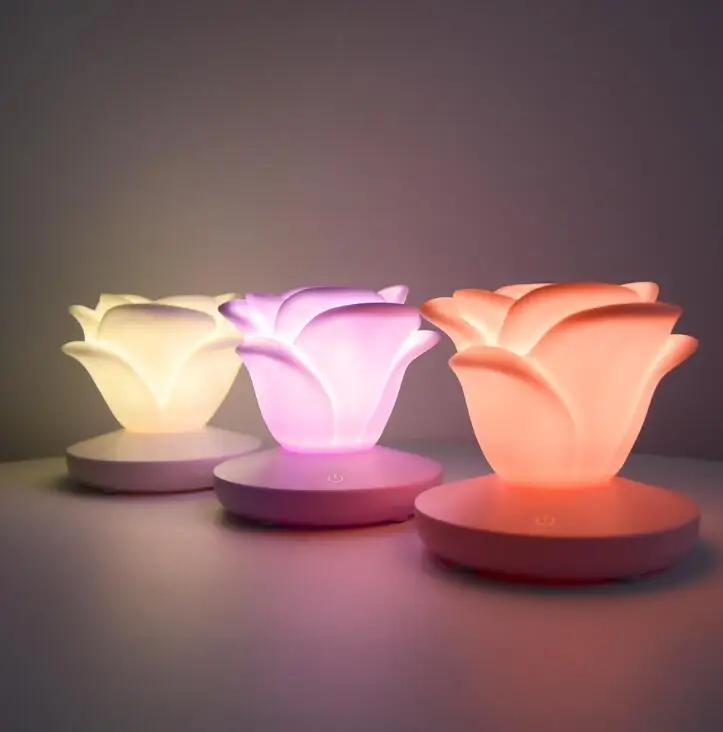 

Romantic Rose Night Lamp Usb Charged Night Lamp led Silicone Atmosphere Lamp
