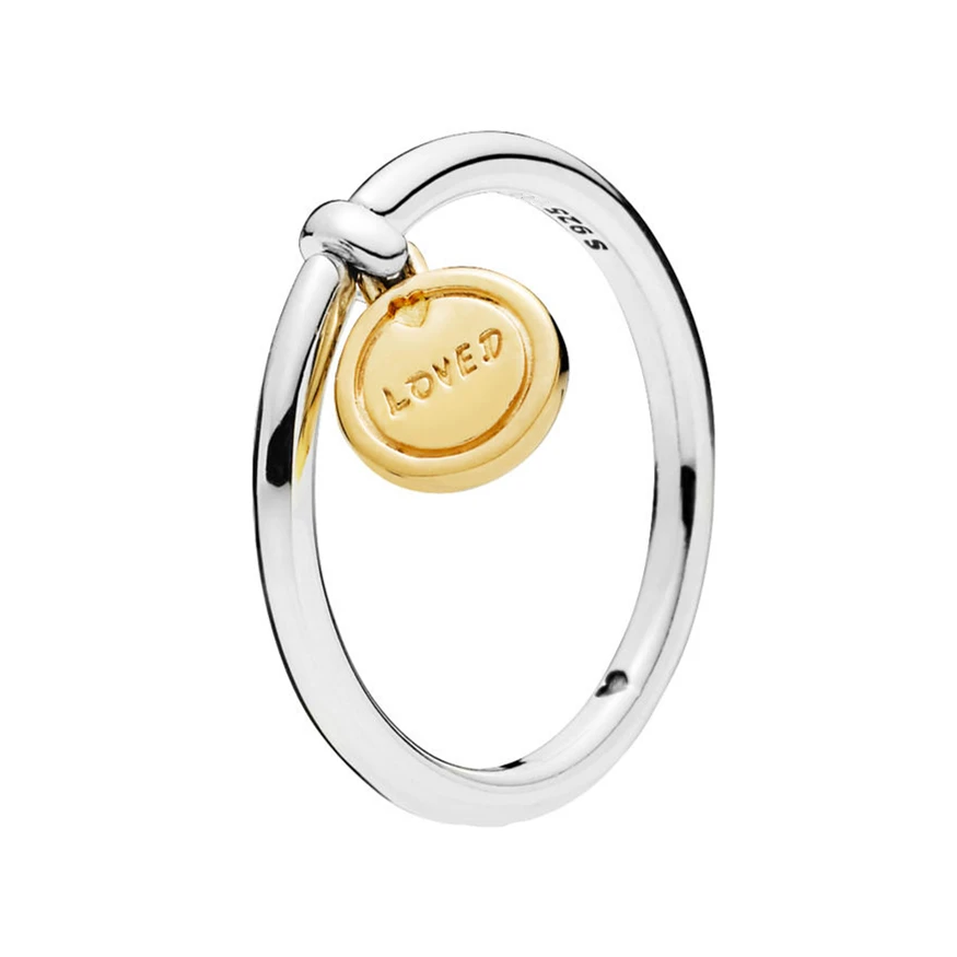 

PANDULASO 2019 Valentine's Day LOVE YOU Medallion of Love Ring For Women Classic Hanging Shine Gold Tag Loved Rings Jewelry.