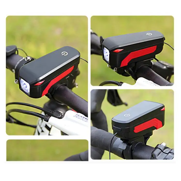 Top Rechargeable USB Bicycle Headlight Handlebar Light Bike Flashlight With 2000mah lithium battery. Horn 350LM 12