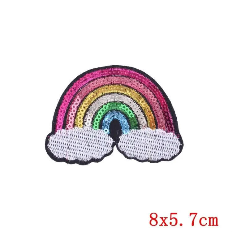 Prajna Cartoon Unicorn Planet Things Iron On Patches For Clothing Embroidery Stripe On Clothes Cute DIY Sequin Applique Badge 