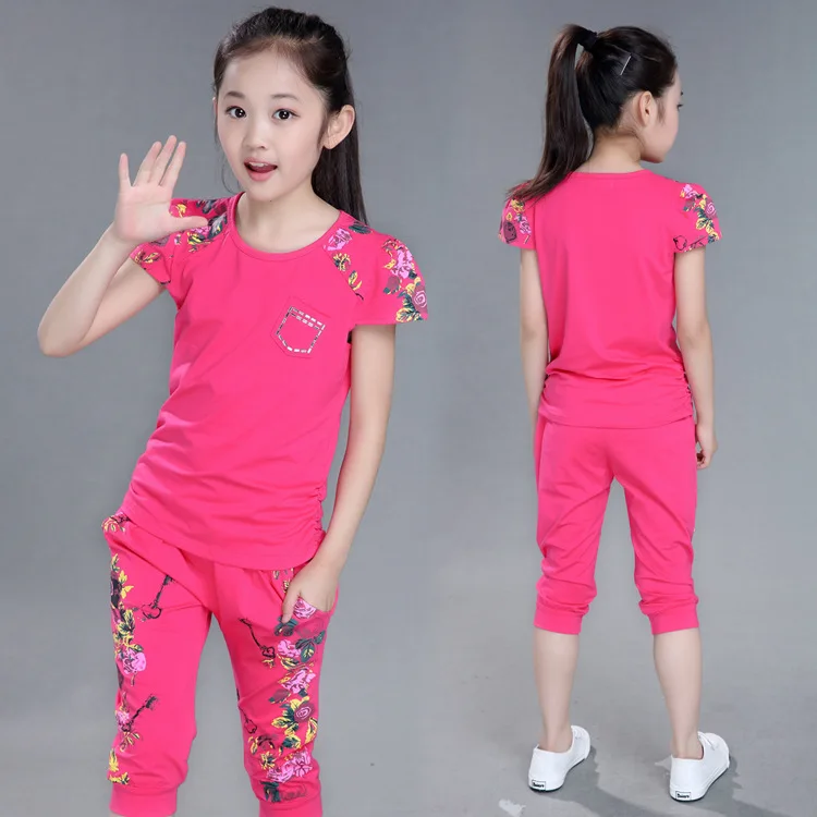 2019 الفتيات مجموعة ملابس الصيف الأطفال بدلة رياضية القطن طباعة قصيرة الأكمام تي شيرت + السراويل 2 Pcs الاطفال الفتيات الملابس 4-15 سنوات 2019 الفتيات مجموعة ملابس الصيف الأطفال بدلة رياضية القطن طباعة قصيرة الأكمام تي شيرت + السراويل 2 Pcs الاطفال الفتيات الملابس 4-15 سنوات