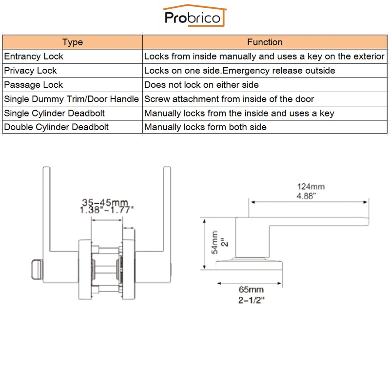 Probrico Acier Inoxydable Passage Int rieur Serrure De Porte Ensemble Bross Nickel Salle De Bains Poign