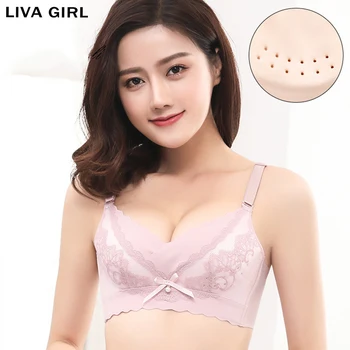 

LIVA GIRL Female 3/4 Cup Hot Bra Ruffled Ultra-Thin Cup Underwear Side Receiving Breast Perforation Breathable Bra Wholesale