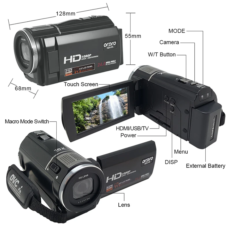 HDV F5 Full HD 1080 P Цифровая камера 3 0 дюймов сенсорный экран профессиональная