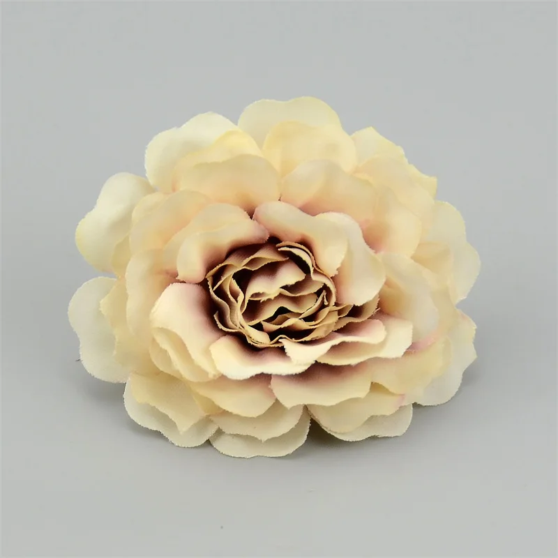 30 шт. 6 см Высокое качество шелковые розы искусственные головки цветов для свадьбы товары для дома DIY ВЕНОК ручной работы дешевые искусственные цветы - Цвет: Khaki