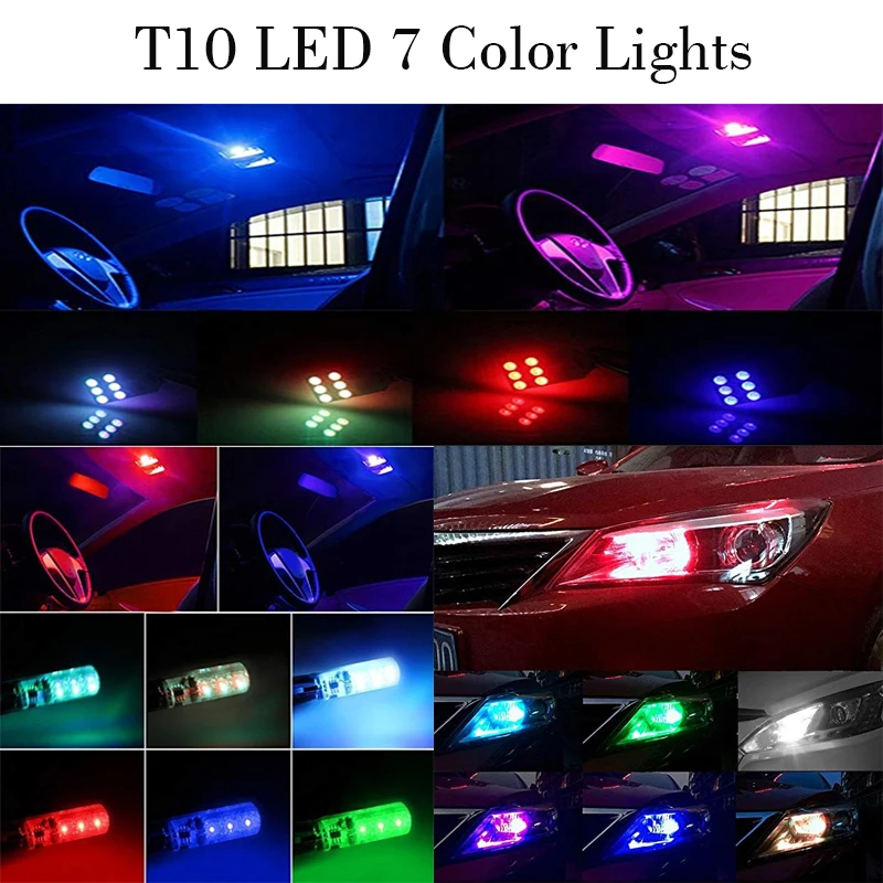 Лот Новейший цветной Автомобильный светодиодный светильник T10 12 SMD5050 RGB светодиодный W5W Автомобильный светодиодный светильник вспышка стробоскоп плавный режим