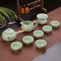 Ru печи чайный набор кунг-фу керамика чайник чашки набор evergreen глазури открытие Ru фарфор подарки