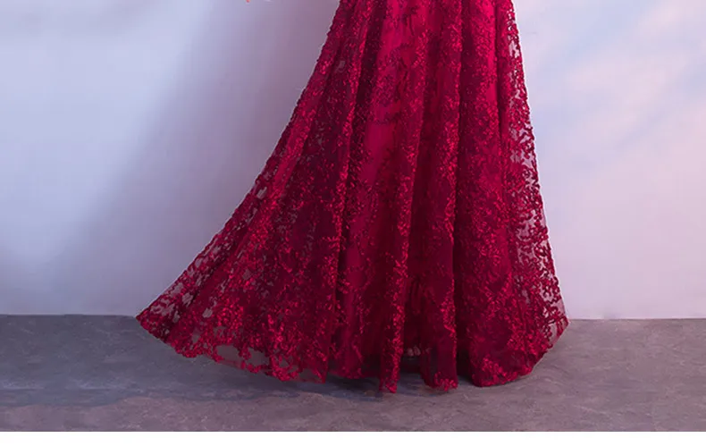 Платья подружек невесты цвет красного вина китайское традиционное свадебное платье современный кружево Длинные Cheongsam Qipao халат восточн