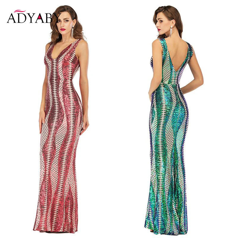 

Womens Sexy Deep V-neck Dress Magical Sequined Drag Dress Evening Party Dinner Mopping Dress Female Backless Long Dress