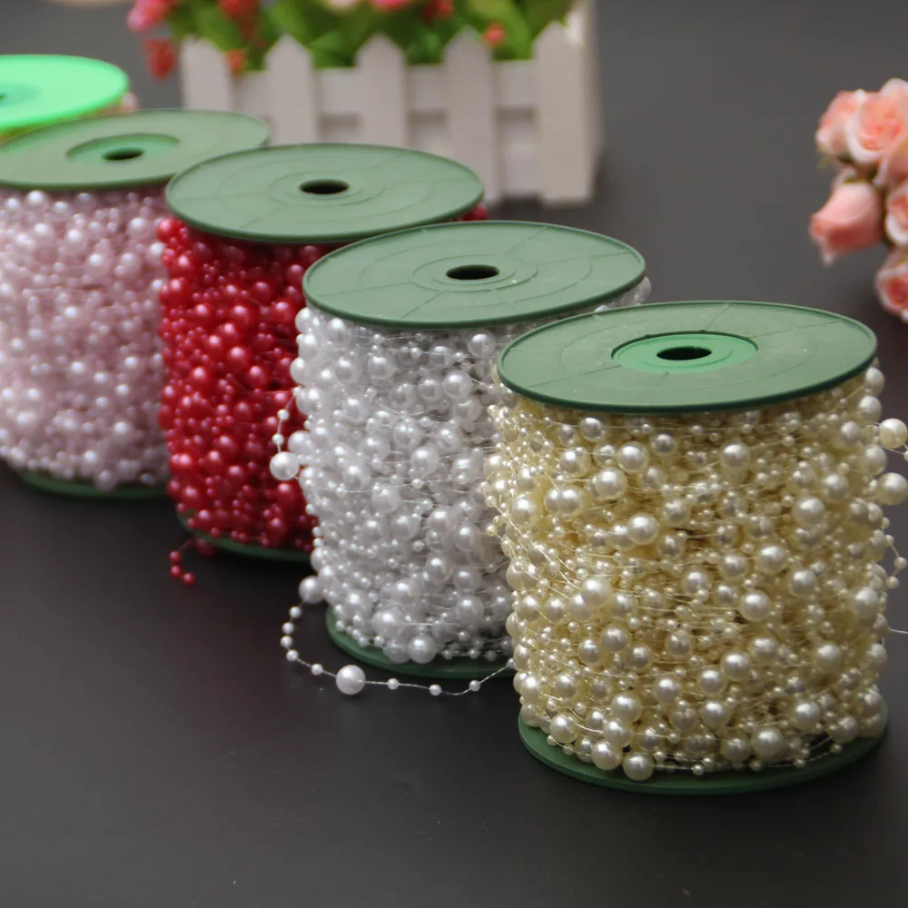Fishing Line Connecting Beads Abs Imitation Pearl Bead Chain Wedding Bouquet Packaging Beads String Bead DIY Holiday Decoration