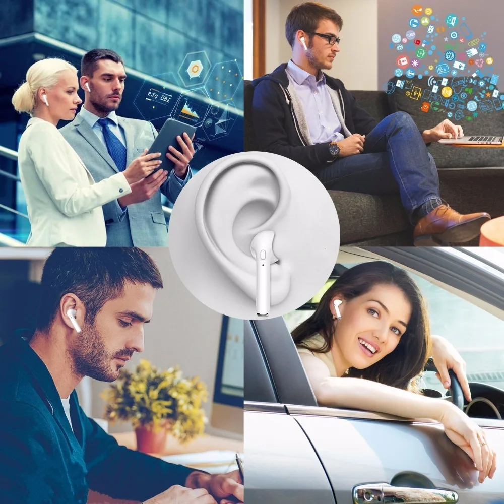 Moveski Bluetooth earphones by Fidget Things Wireless Bluetooth Earpiece for iPhone 6 6s 6sPlus 7 7 Plus X Android