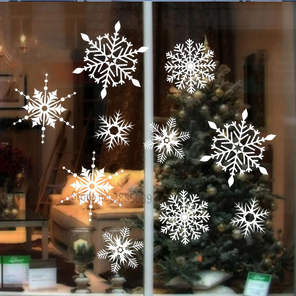 10pcs/set New Style Ornate Snowflake Window Vinyl Graphic Sticker Decals Diy Selfsticking Decal