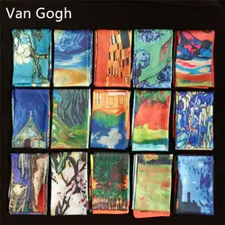 Ван Гог Картина маслом саржевый шелковый шарф Женская Косынка тощая сумка с шарфом ленты женский шейный платок шарфы обертывания для дам