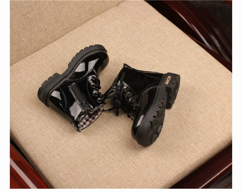 Новая зимняя детская обувь из искусственной кожи Водонепроницаемые Ботинки martin детские зимние ботинки брендовые резиновые сапоги для мальчиков и девочек модные кроссовки