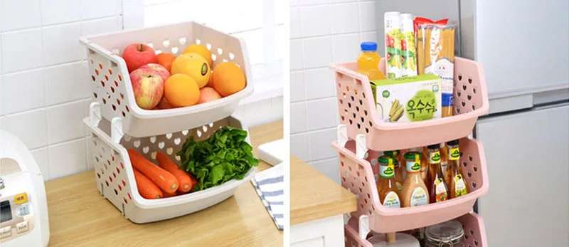 4 шт. кухонная корзинка для хранения пластиковая многофункциональная может накладываться полые овощи фрукты стеллажи с органайзерами для хранения