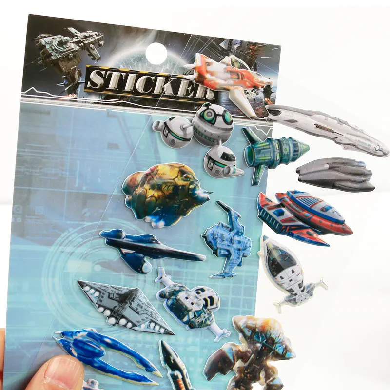 [NEW] 4 style space stickers 3D children's three-dimensional bubble stickers satellite rocket ship small stickers children gifts