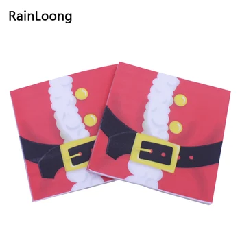 

[RainLoong] Santa Paper Napkins Red Tissue Serviettes For Christmas Party Decoration Decoupage 33*33cm 5packs (20pcs/pack)