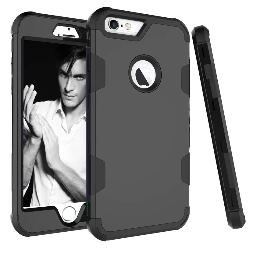 

3 in 1 Hybrid Armor Case Cover for Iphone X 6 6s 7 8 Plus Lady Heavy Duty Shockproof Case PC + Silicone Back Protector Cases Man