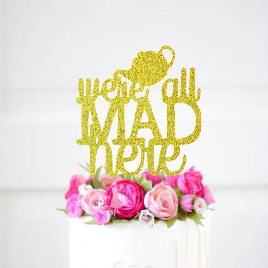 

Wonderful cake topper, Gold glitter Alice Cake Topper,Tea Party Cake Decor