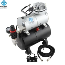 OPHIR Portable Mini Air Compressor with Tank for Hobby Airbrush Car & Wall Painting, Cake Decoration 110V US Plug #AC090(110V) 110v