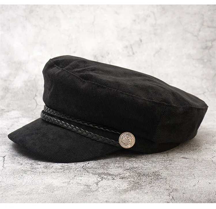 New Autumn And Winter Women Hat British Korean Version Of The Tide Beret Wild Japanese Black Octagonal Cap For Girls HC17 (7)