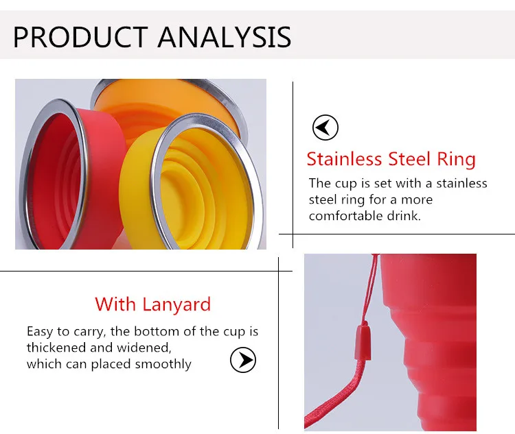 Чайная чашка для путешествий чашка из нержавеющей стали силиконовые выдвижные складывающиеся чашки телескопические складные кофейные чашки для спорта на открытом воздухе