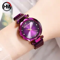 Hannah Martin модные повседневное женские наручные часы Фиолетовый роскошные женские часы Милан сталь пояс сетки