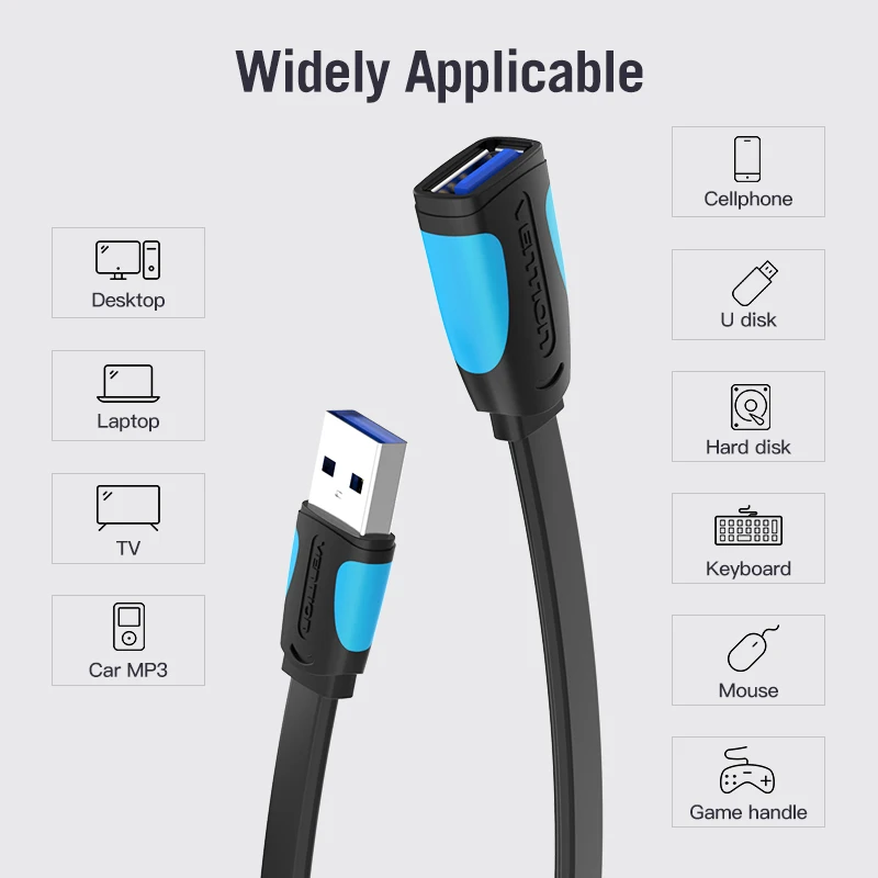 Vention USB2.0 3,0 кабель-удлинитель для мужчин и женщин кабель-удлинитель USB3.0 кабель-удлинитель для портативных ПК USB кабель-удлинитель