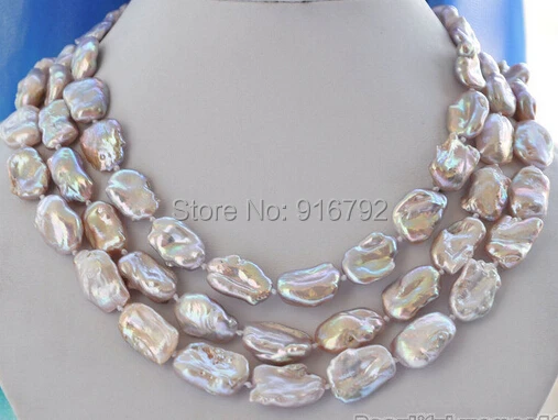 

free shipping >> 48"LAVENDER BAROQUE KESHI REBORN biwa PEARL NECKLACE