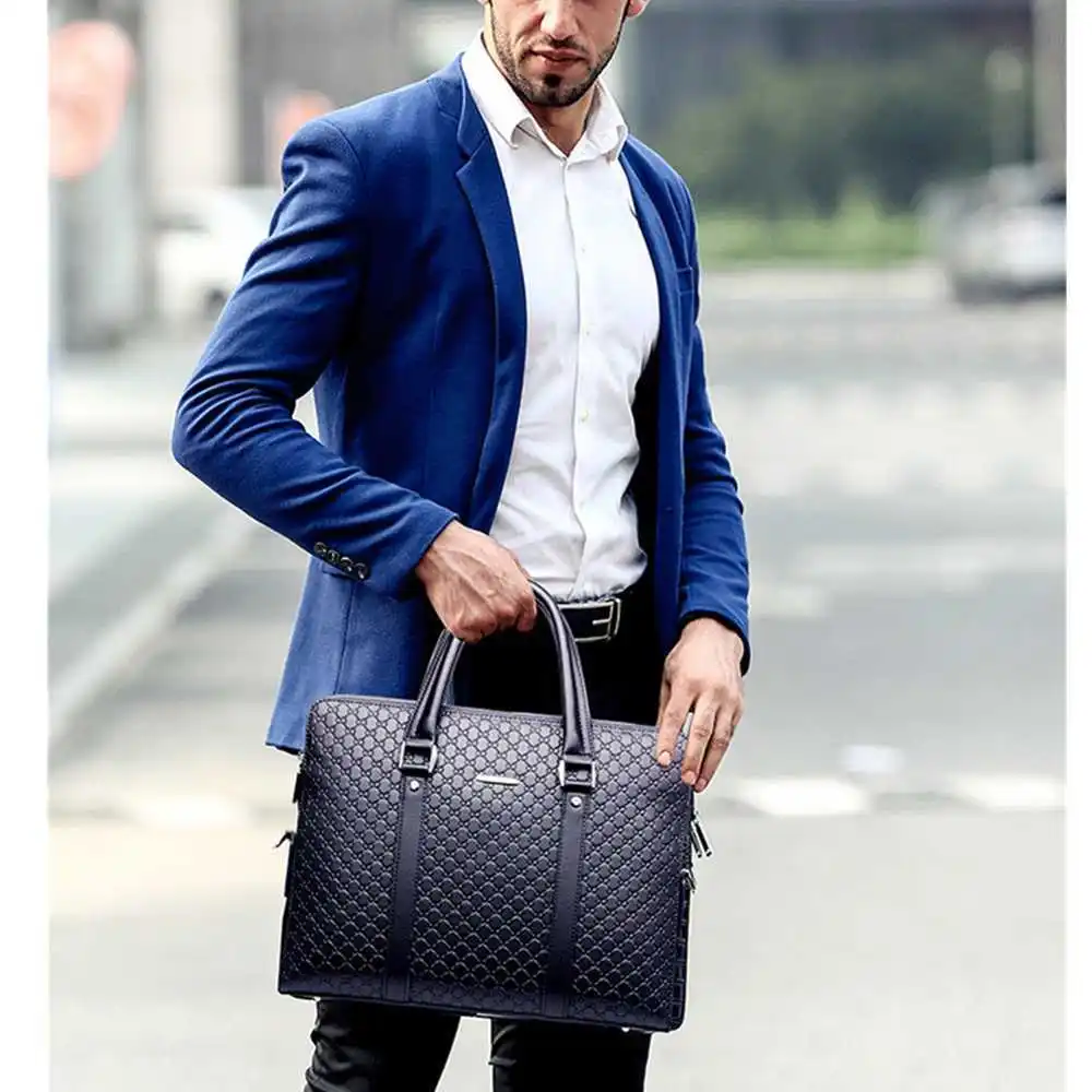 2022 Casual Man Shoulder Bag New Double Layers Men Leather Business Briefcase Messenger Bag Male Laptops Handbags Men's Travel