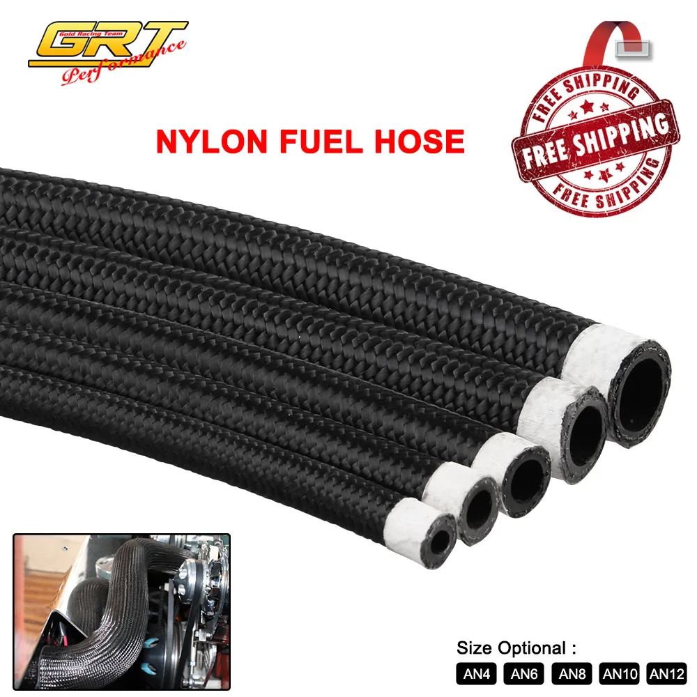 Free shipping 1M AN4 AN12 Nylon Braided Oil Fuel Hose Line Tubing Pipe
