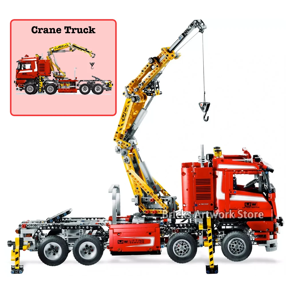 

Fit Legoness Technic Series 8258 Set Electric Power Crane Truck V8 Engine 1877pcs Model Building Blocks Toys For Kids Boys Gifts