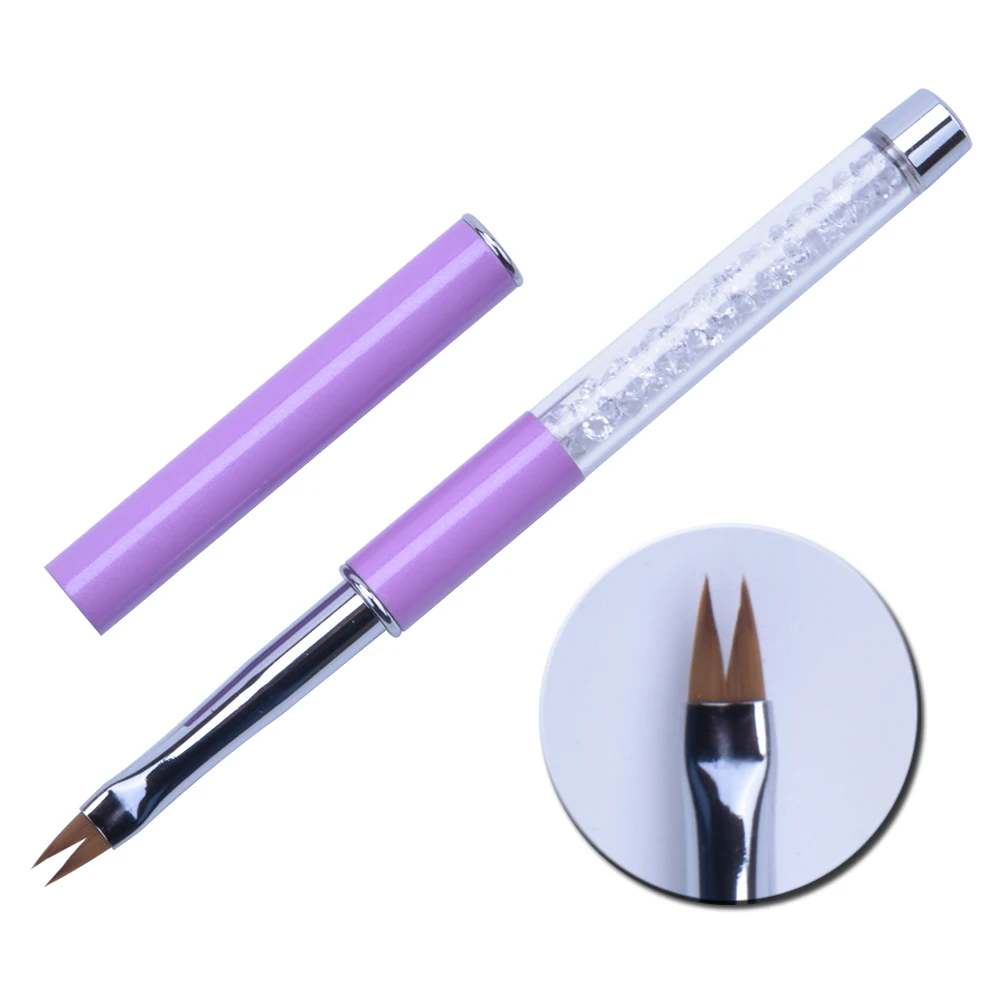 Ycyan UV Gel Rhinestones Nail Art Brush Metal Pen Set Ombre/V shaped