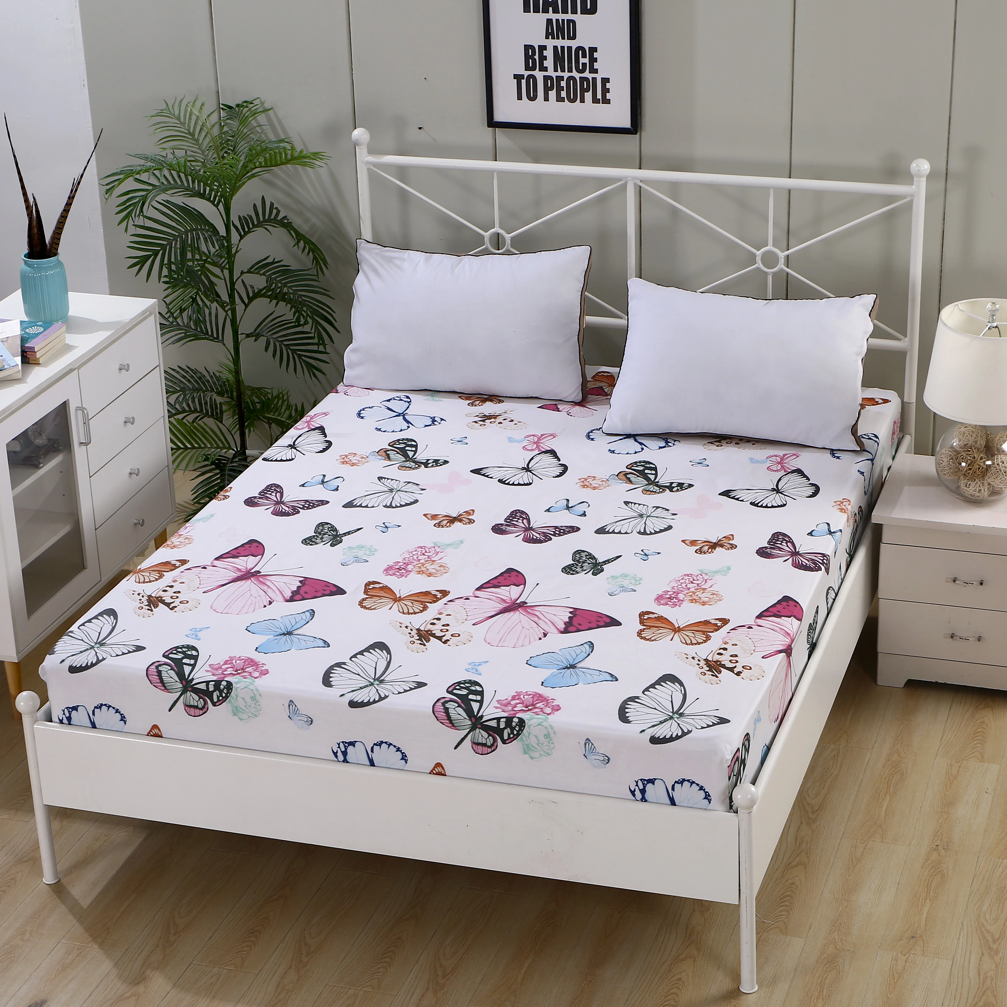

LAGMTA 1pc 100% Cotton New Product Printing Fitted Sheet Mattress Cover Four Corners With Elastic Band Bed Sheet