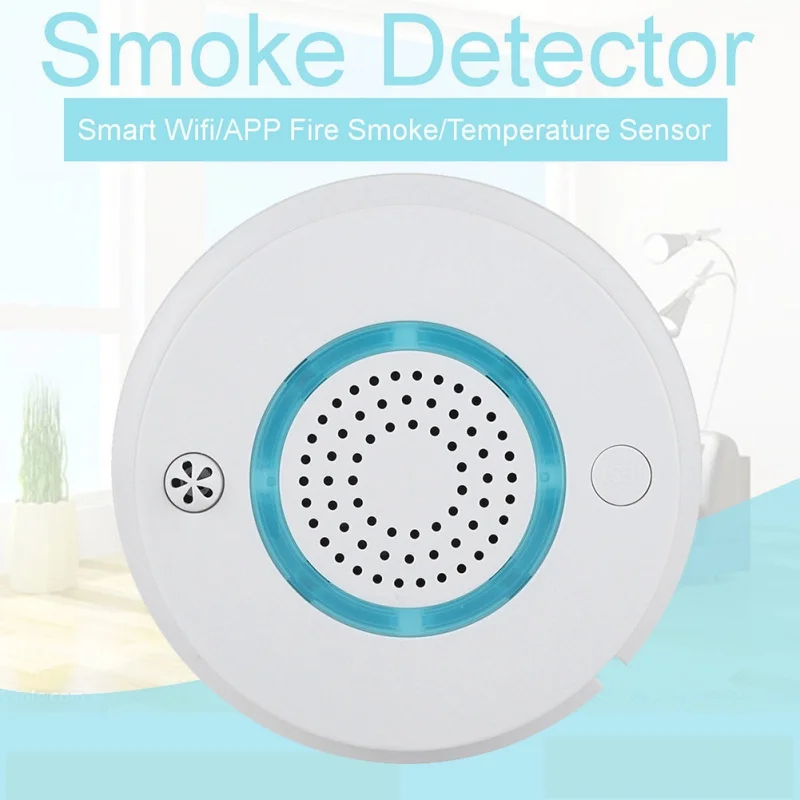 

2-in-1 Smart Wireless WIFI+APP Fire Smoke & Temperature Sensor Wireless Smoke Temperature Detector Home Security Alarm System