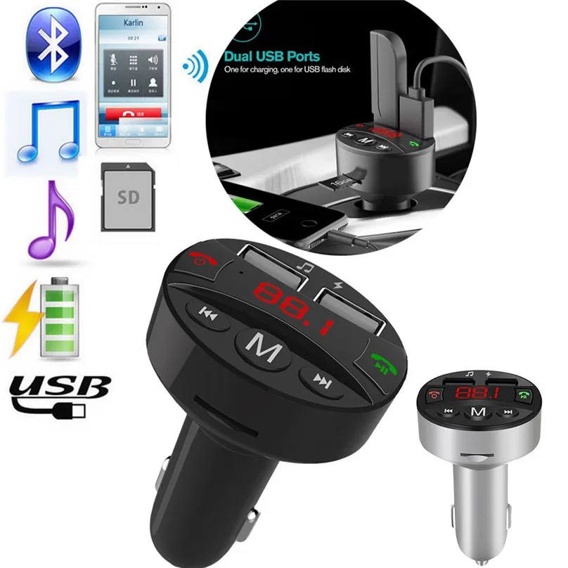 Fmトランスミッターハンズフリーbluetooth 5 0カーキットmp3プレーヤー2 4aデュアルusb車 充電器fmtransmiter 堅実な究極の 充電器fmtransmiter