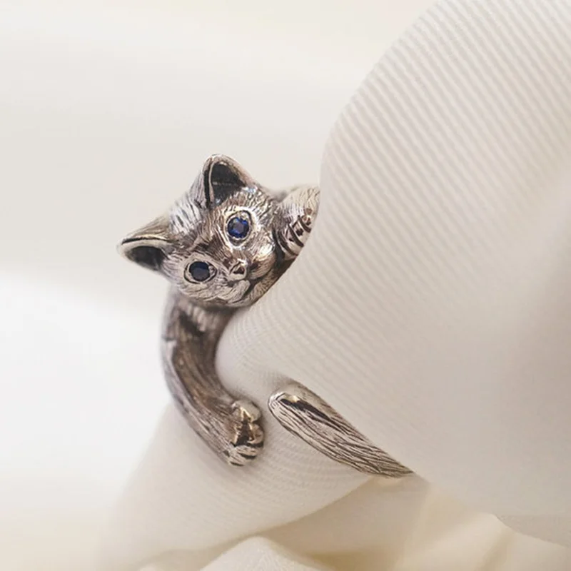 

New Unique Vintage Adjustable Cat Wrap Ring free ship