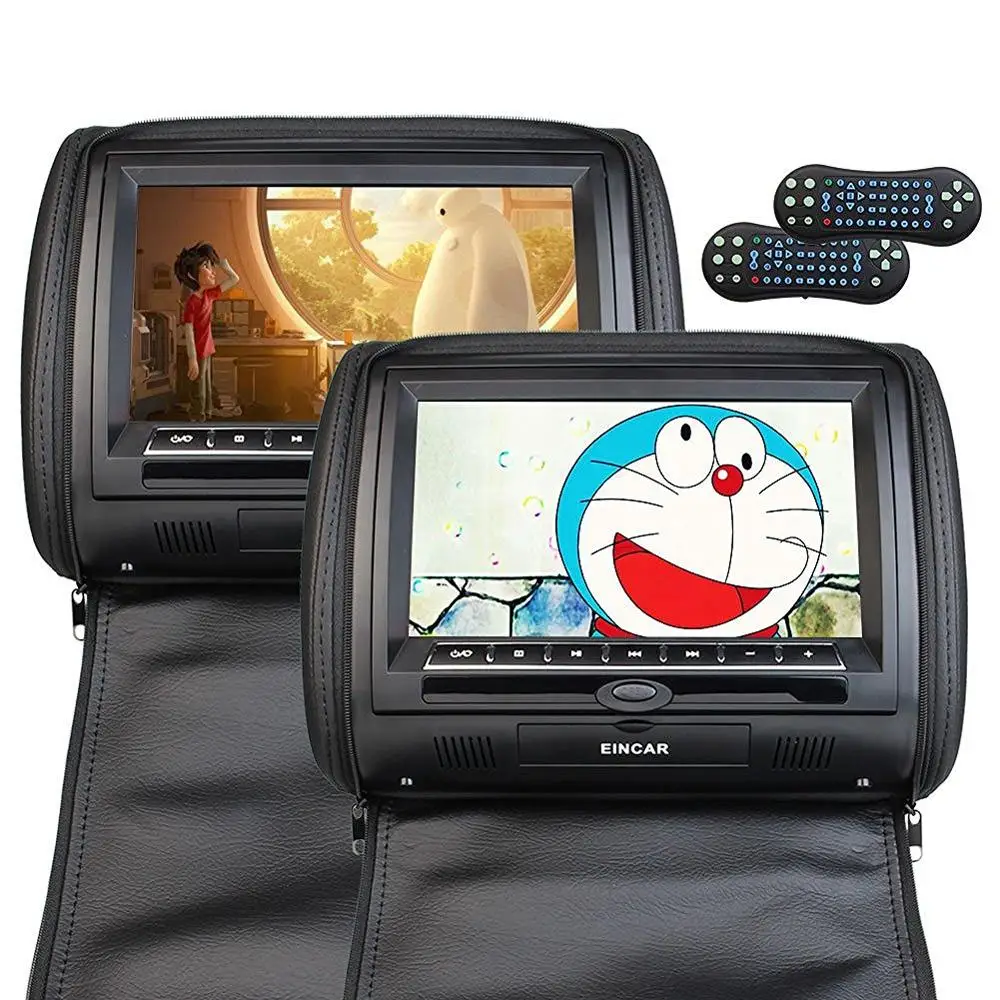 

Two 2 pieces Car Headrest DVD Player pillow Universal Digital Screen zipper Car Monitor USB FM CD SD TV Game IR Remote control
