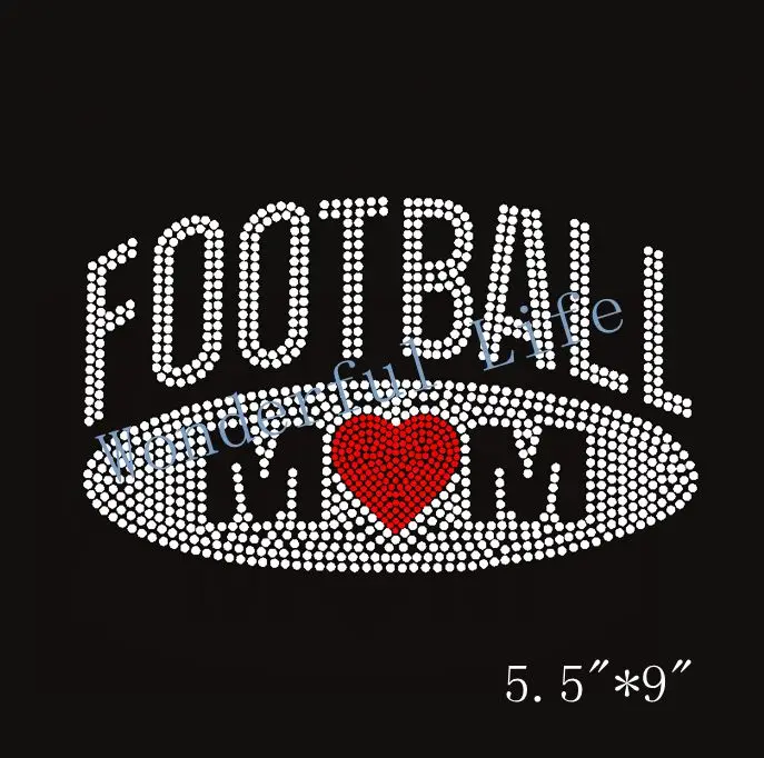 RED FOOTBALL MOM rhinestone Iron on Transfer Hot Fix NO SHIRT