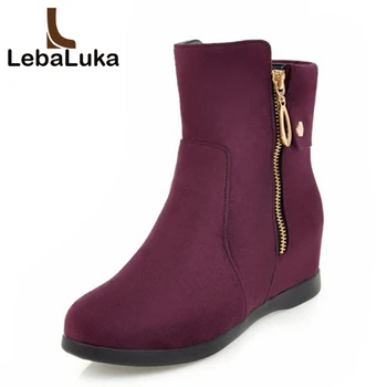

Tuyoki 4 Colors Size 33-43 Women Ankle Boots Zipper Inside Heels Fur Winter Woman Shoes Fashion Short Boots Ladies Shoes